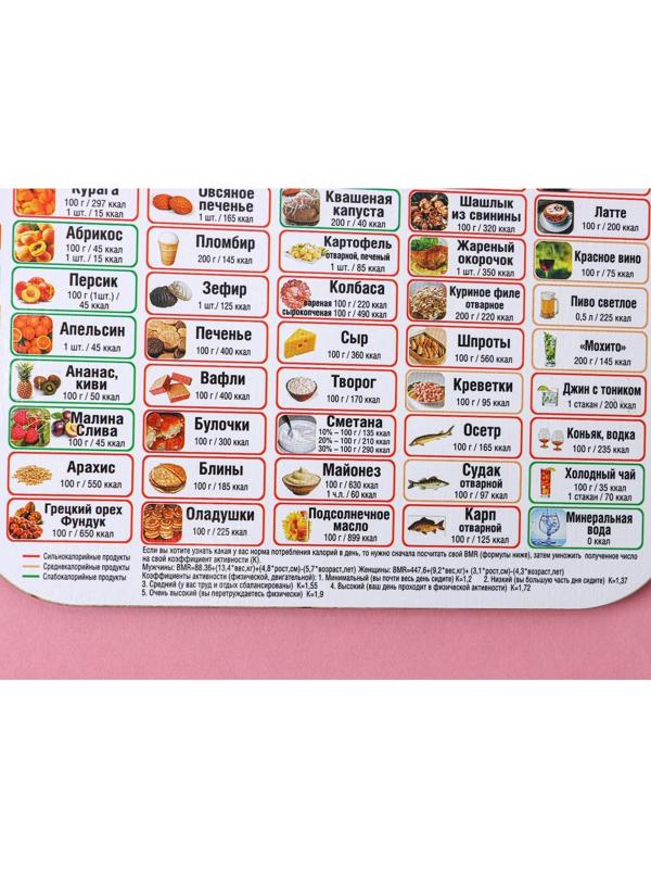 Доска разделочная деревянная «Таблица калорий», 29×21 см