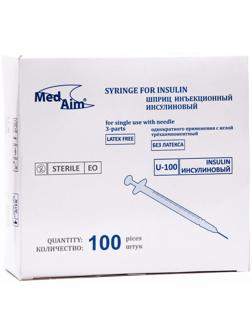 Шприц инсулиновый 1 мл с иглой 0,45*12 мм (26G*1/2 ) без латекса