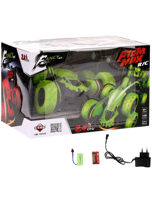 Машина-перевёртыш радиоуправляемая «Трюкач», масштаб 1:28, с аккумулятором, цвет зелёный