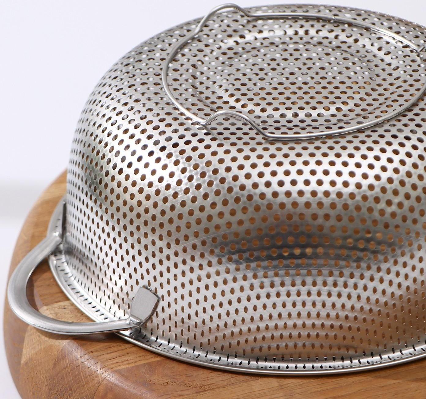 Дуршлаг из нержавеющей стали «Марко», d=19 см, две ручки, цвет хромированный