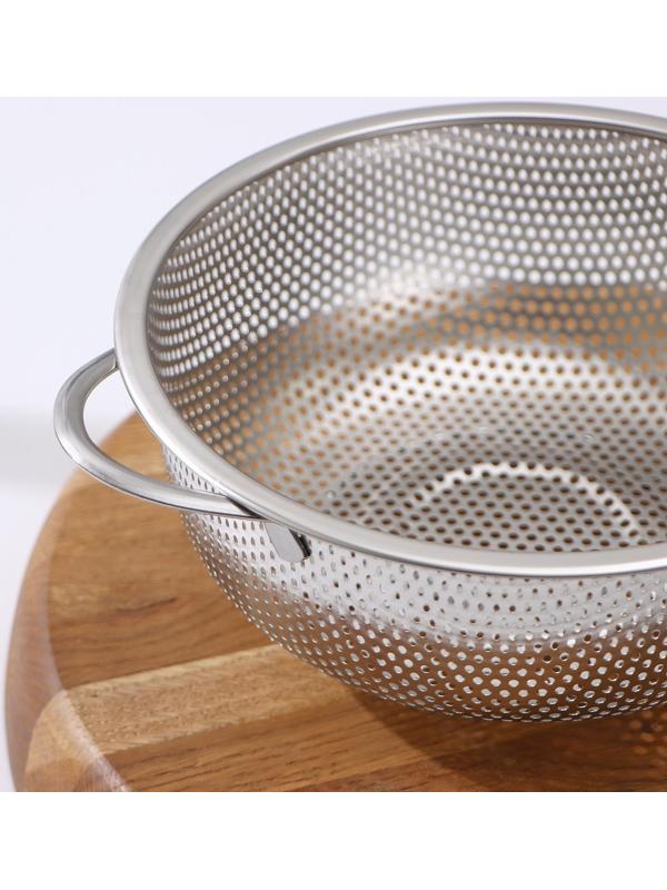 Дуршлаг из нержавеющей стали «Марко», d=19 см, две ручки, цвет хромированный