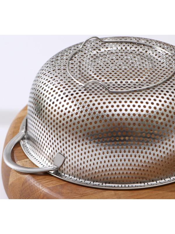 Дуршлаг из нержавеющей стали «Марко», d=19 см, две ручки, цвет хромированный
