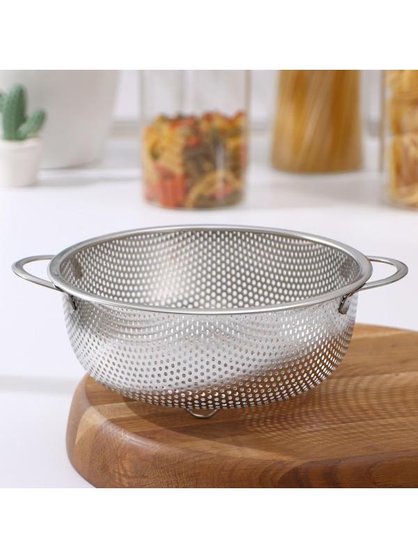 Дуршлаг из нержавеющей стали «Марко», d=19 см, две ручки, цвет хромированный