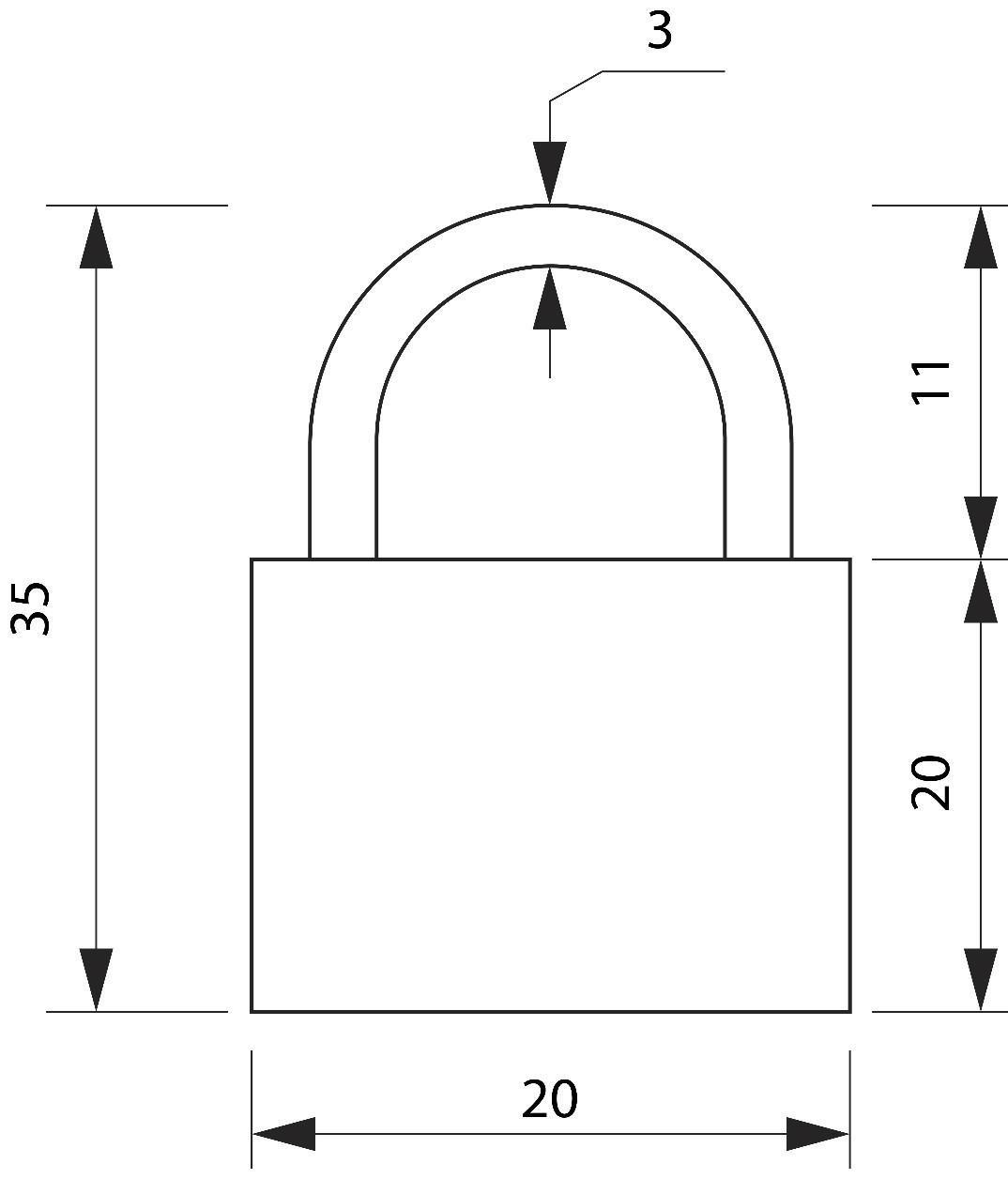 Замок навесной, тип 10, 20х35 мм, 2 ключа