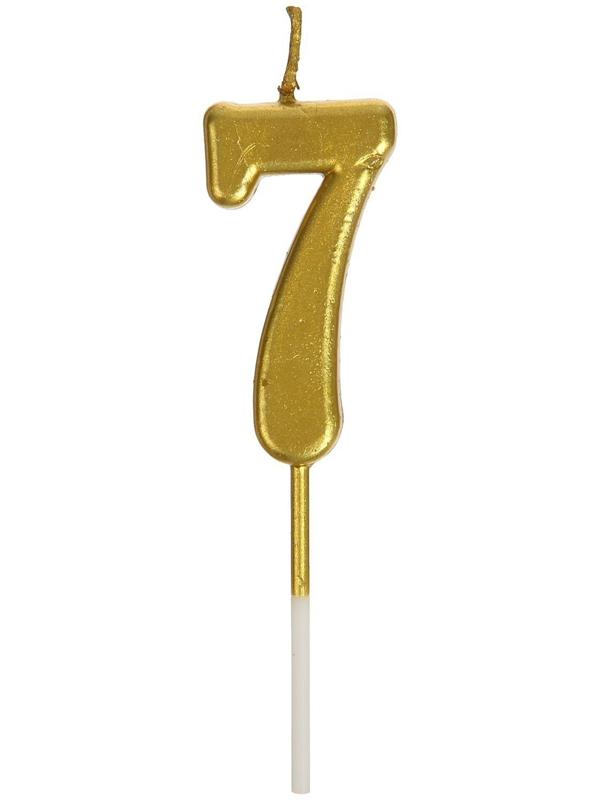 Свеча в торт на шпажке, цифра 7, золотой, 4.5х2.5 см