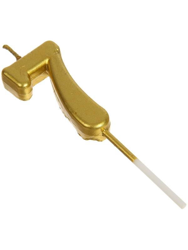 Свеча в торт на шпажке, цифра 7, золотой, 4.5х2.5 см