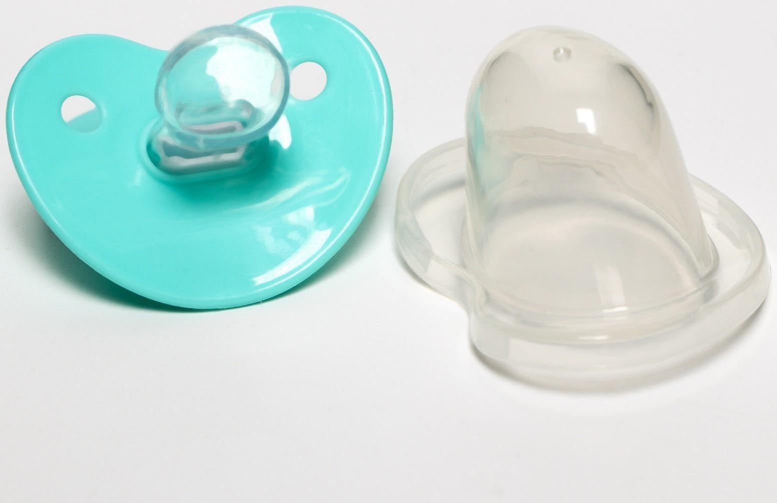 Соска-пустышка ортодонтическая, силикон, от 0 мес., с колпачком, цвет бирюзовый