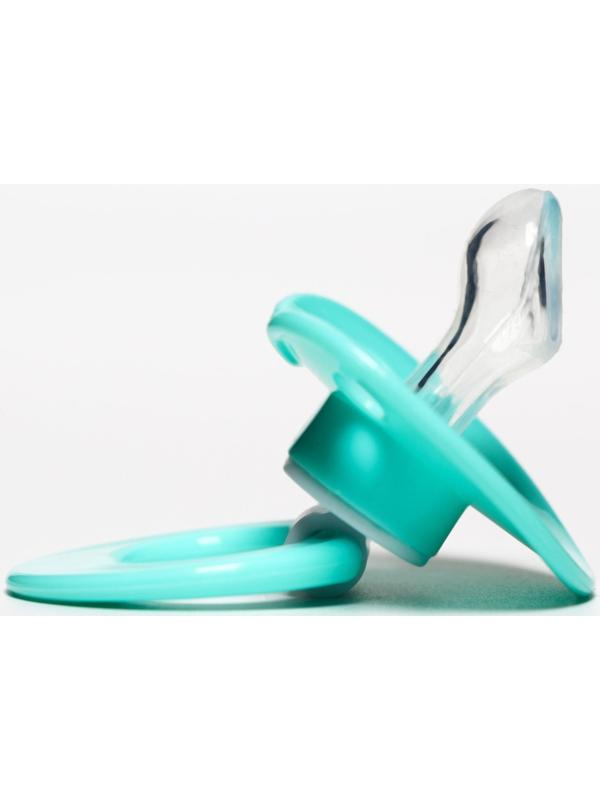 Соска-пустышка ортодонтическая, силикон, от 0 мес., с колпачком, цвет бирюзовый