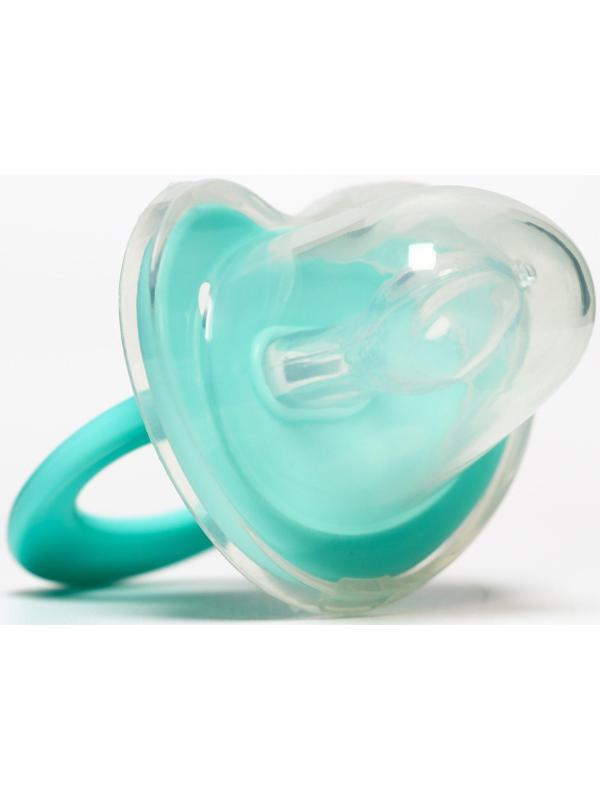 Соска-пустышка ортодонтическая, силикон, от 0 мес., с колпачком, цвет бирюзовый