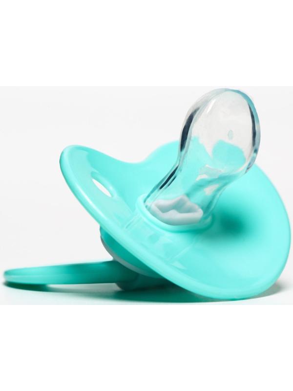 Соска-пустышка ортодонтическая, силикон, от 0 мес., с колпачком, цвет бирюзовый
