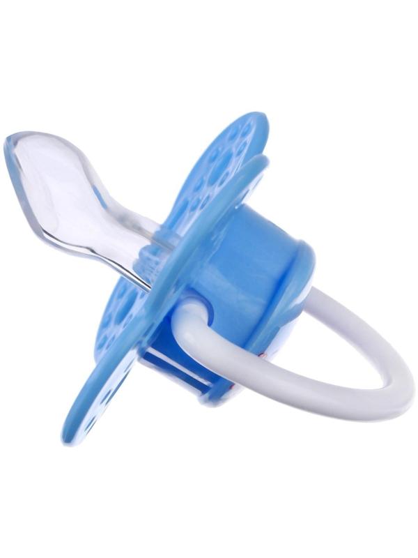 Соска - пустышка ортодонтическая, силикон, «Бабочка»,  с колпачком, +0мес., цвет голубой