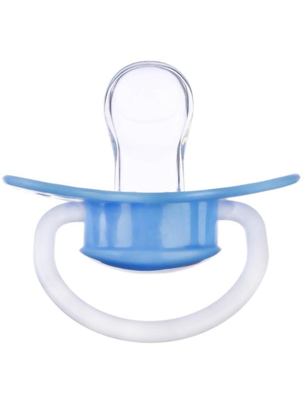 Соска - пустышка ортодонтическая, силикон, «Бабочка»,  с колпачком, +0мес., цвет голубой