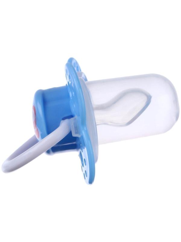 Соска - пустышка ортодонтическая, силикон, «Бабочка»,  с колпачком, +0мес., цвет голубой