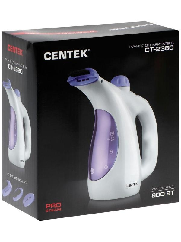 Отпариватель Centek CT-2380, ручной, 700 Вт, 330 мл, 15 г/мин, шнур 2 м, бело-фиолетовый