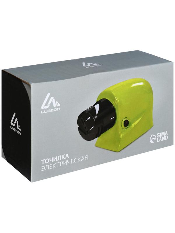 Ножеточка Luazon LTE-02, электрическая, для ножей/ножниц/отвёрток, 4хАА (не в ком.), зелёная