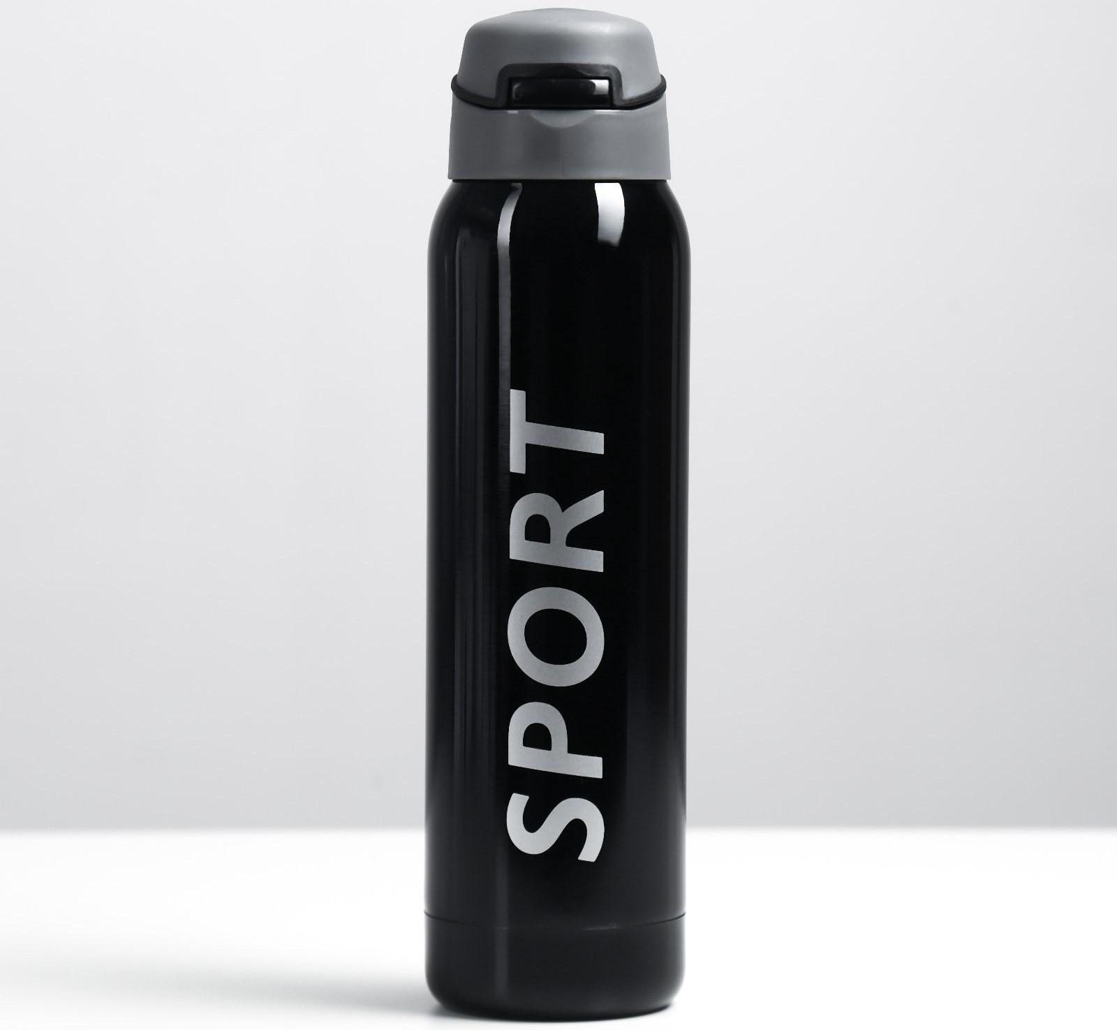 Термос, серия: Спорт, с поильником, 500 мл, 5.5 х 23 см, черный