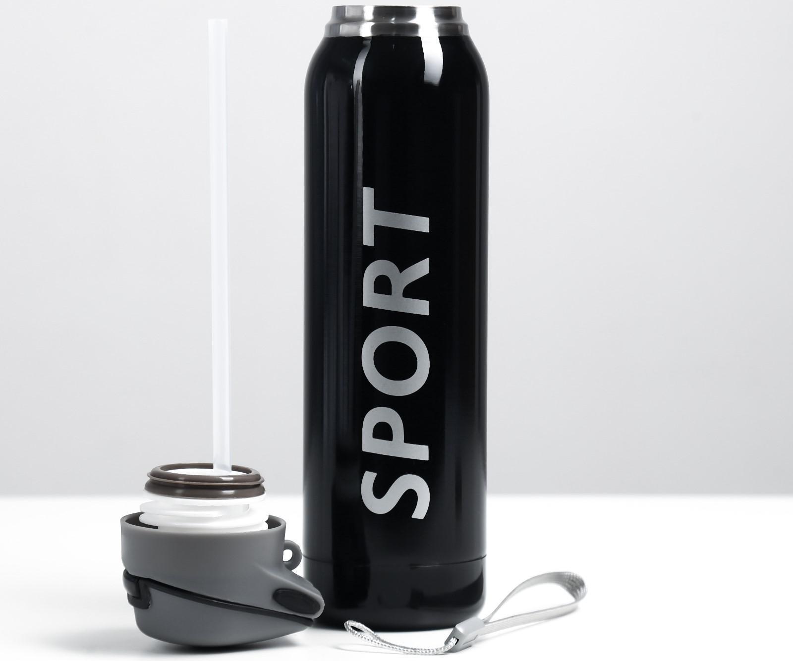 Термос, серия: Спорт, с поильником, 500 мл, 5.5 х 23 см, черный