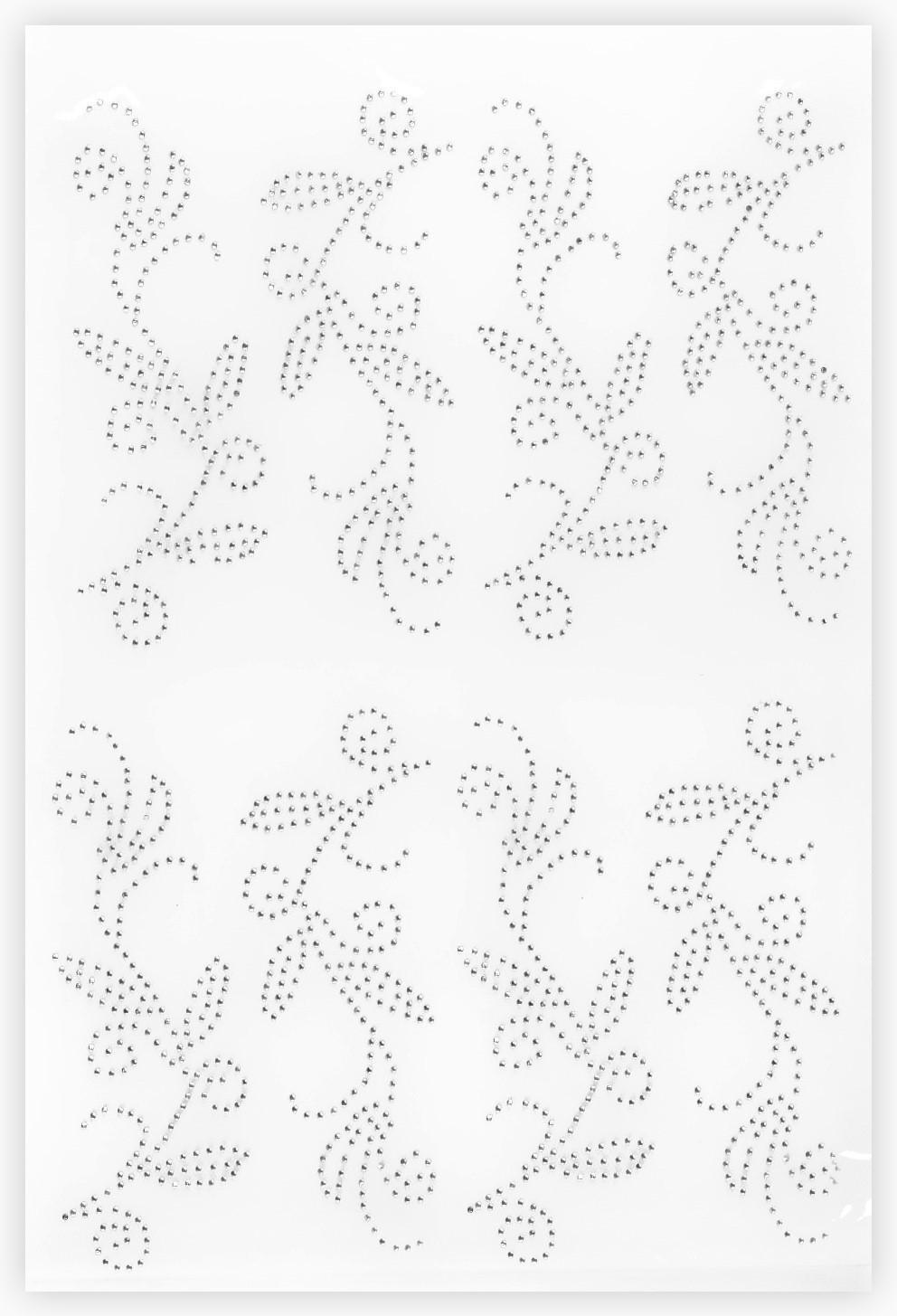 Термоаппликация из страз «Узор», 15 × 5,7 см, 8 шт на листе, цвет белый