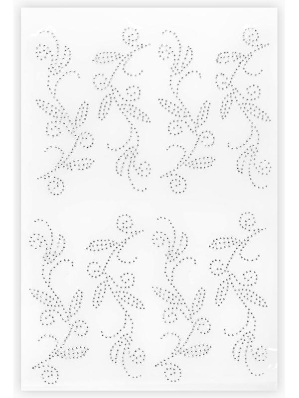 Термоаппликация из страз «Узор», 15 × 5,7 см, 8 шт на листе, цвет белый