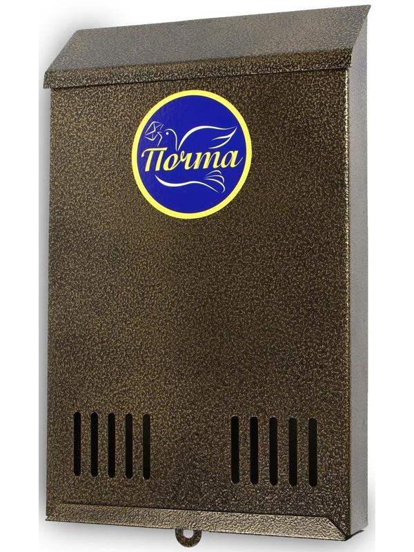 Ящик почтовый без замка (с петлёй), вертикальный, бронзовый