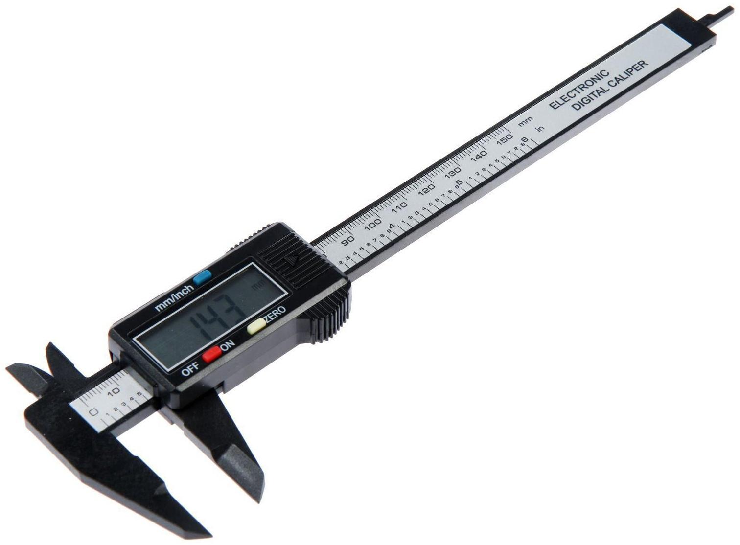 Штангенциркуль электронный ЛОМ, с глубиномером, пластиковый, 150 мм