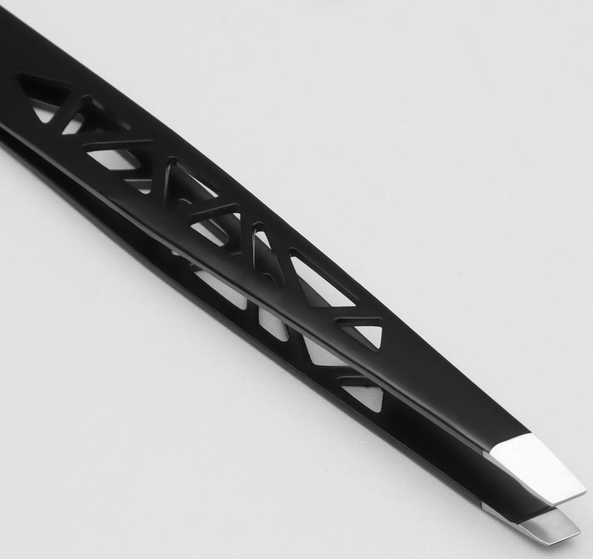 Пинцет «Формы», скошенный, 9,5 см, цвет чёрный