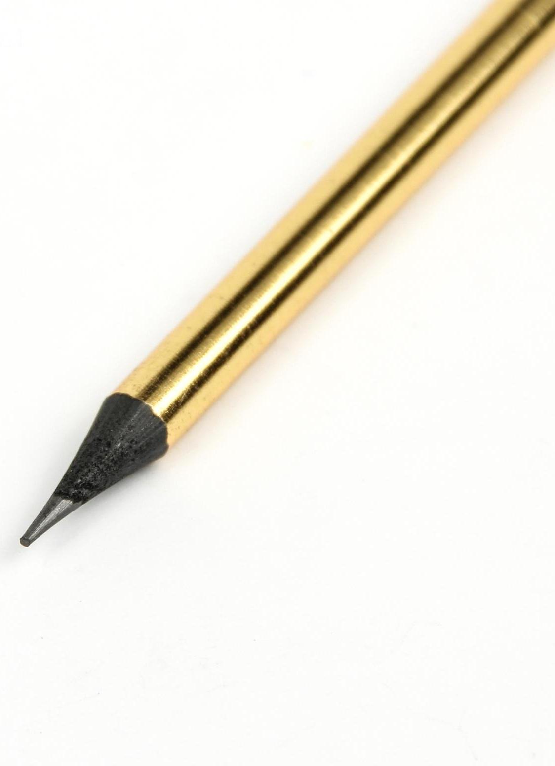 Карандаш чёрнографитный с ластиком, твёрдость НВ, корпус круглый, заточенный, золотистый