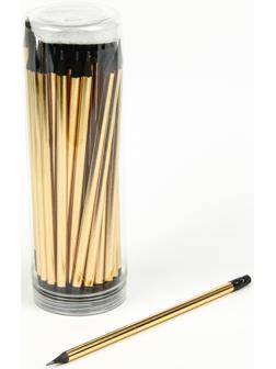 Карандаш чёрнографитный с ластиком, твёрдость НВ, корпус круглый, заточенный, золотистый