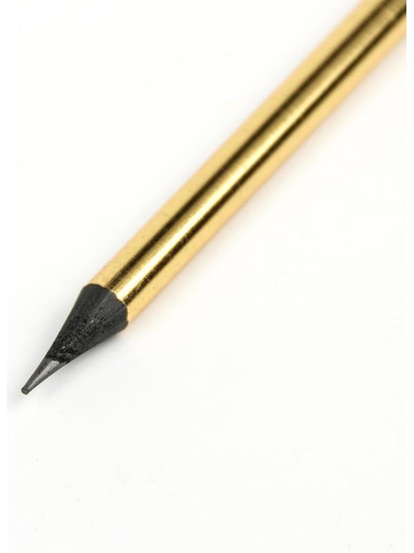 Карандаш чёрнографитный с ластиком, твёрдость НВ, корпус круглый, заточенный, золотистый