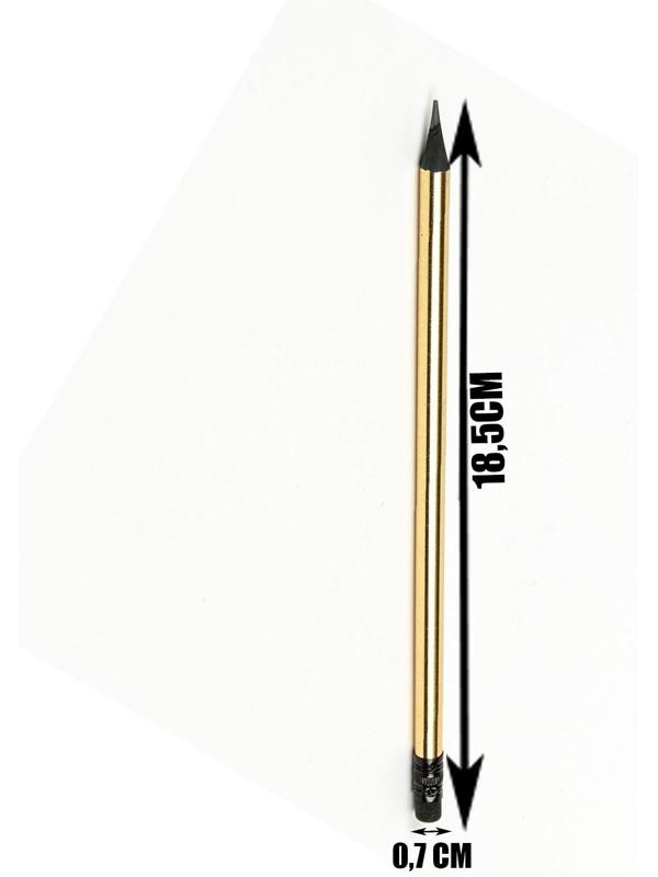 Карандаш чёрнографитный с ластиком, твёрдость НВ, корпус круглый, заточенный, золотистый