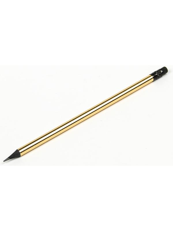 Карандаш чёрнографитный с ластиком, твёрдость НВ, корпус круглый, заточенный, золотистый
