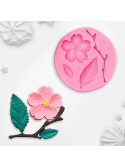Молд «Цветок, лист и веточка», 5,5×0,9 см, цвет МИКС