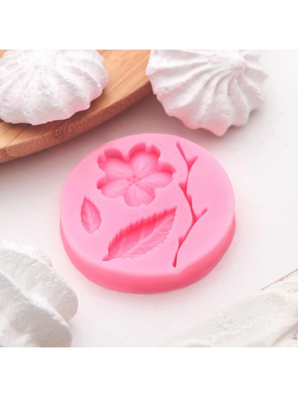 Молд «Цветок, лист и веточка», 5,5×0,9 см, цвет МИКС