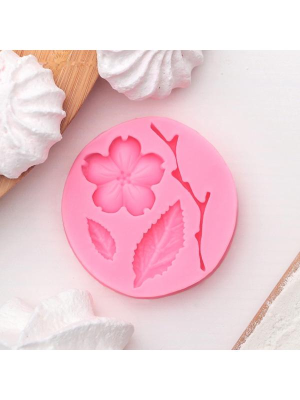 Молд «Цветок, лист и веточка», 5,5×0,9 см, цвет МИКС