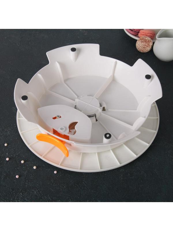 Подставка для торта вращающаяся, 28,5×7,5 см, с рычагом-блокиратором вращения,с разлиновкой