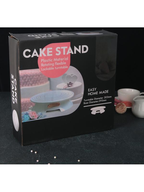 Подставка для торта вращающаяся, 28,5×7,5 см, с рычагом-блокиратором вращения,с разлиновкой