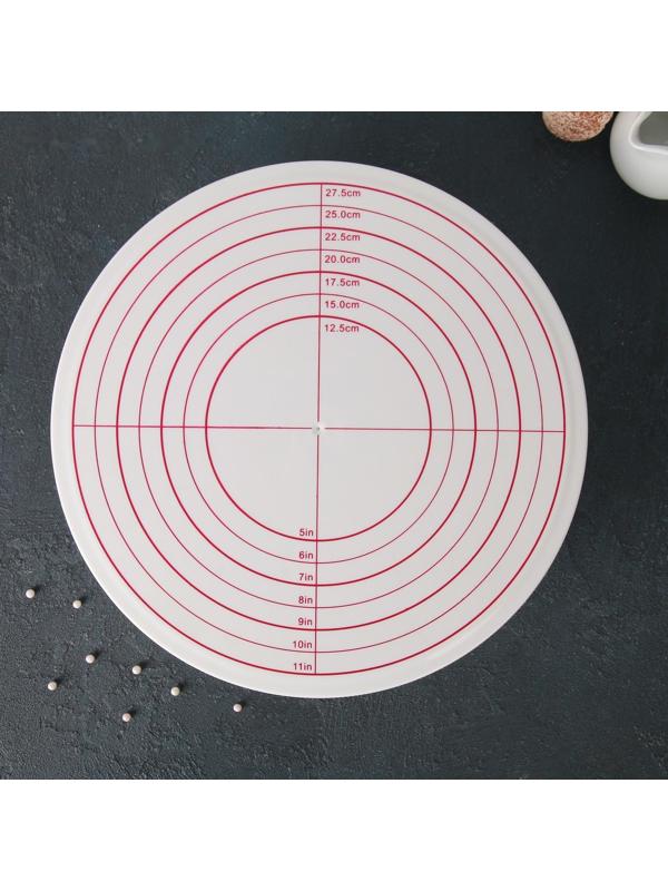Подставка для торта вращающаяся, 28,5×7,5 см, с рычагом-блокиратором вращения,с разлиновкой