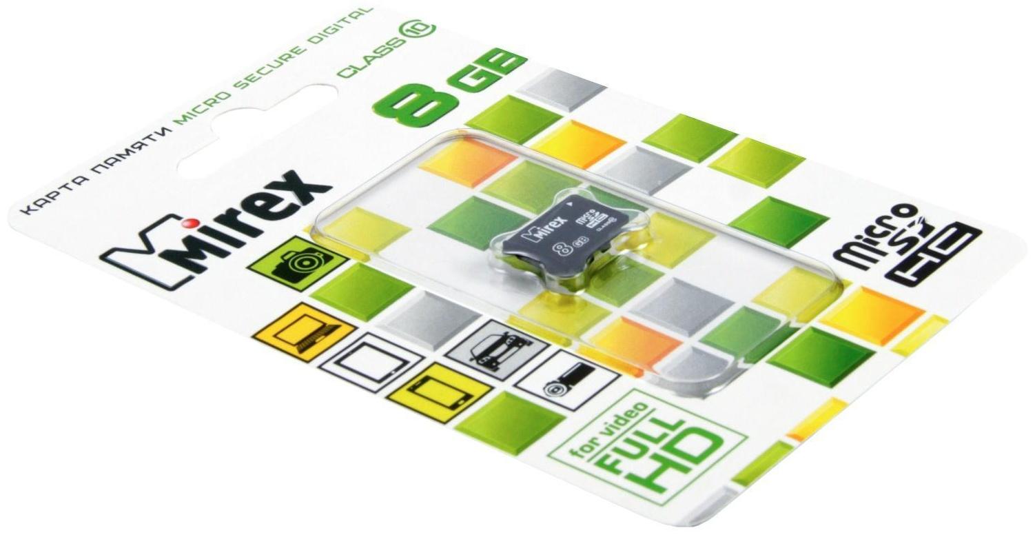 Карта памяти Mirex microSD, 8 Гб, SDHC, класс 10