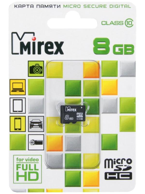 Карта памяти Mirex microSD, 8 Гб, SDHC, класс 10