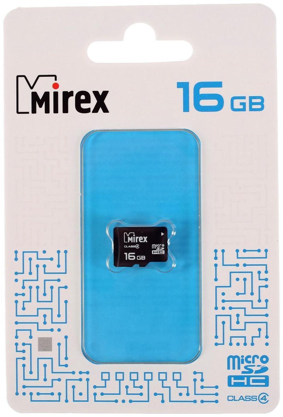 Карта памяти Mirex microSD, 16 Гб, SDHC, класс 4