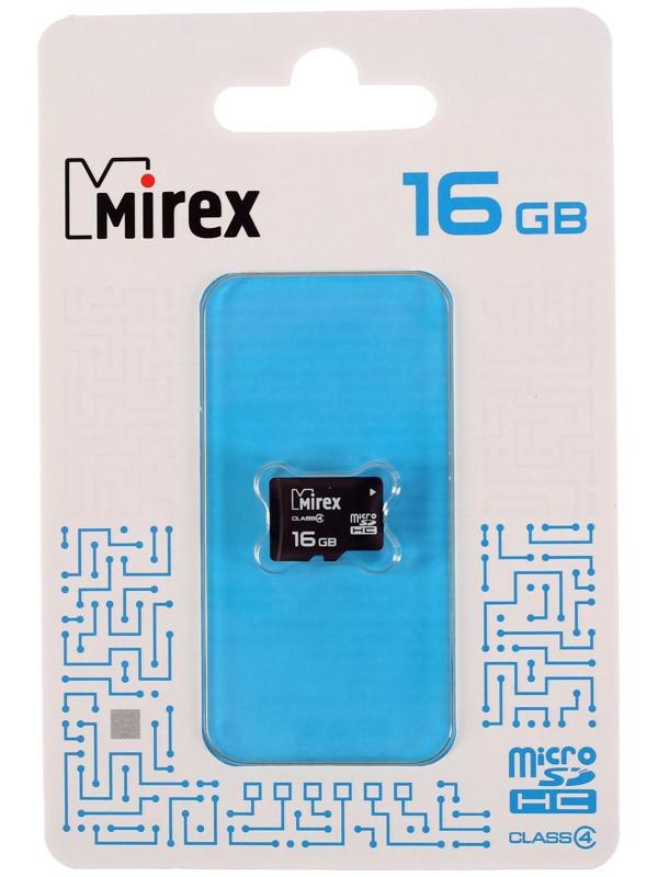 Карта памяти Mirex microSD, 16 Гб, SDHC, класс 4