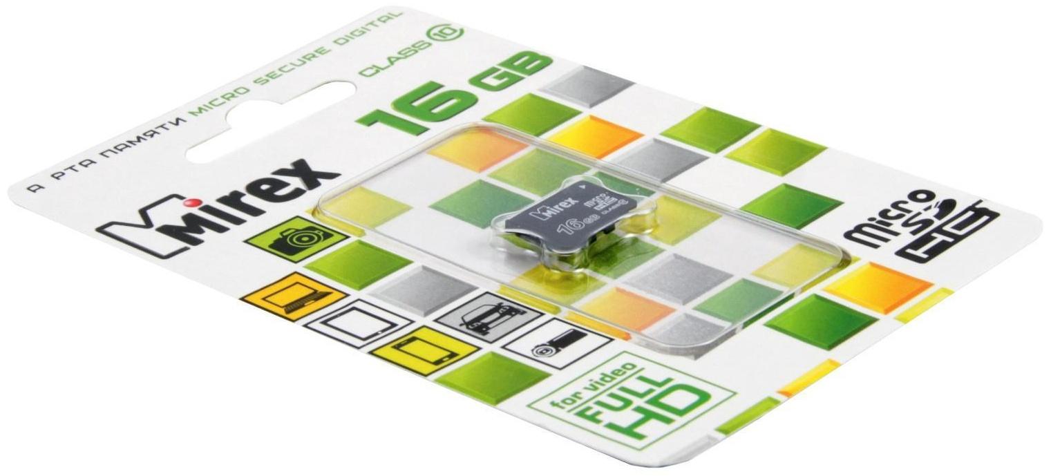 Карта памяти Mirex microSD, 16 Гб, SDHC, класс 10
