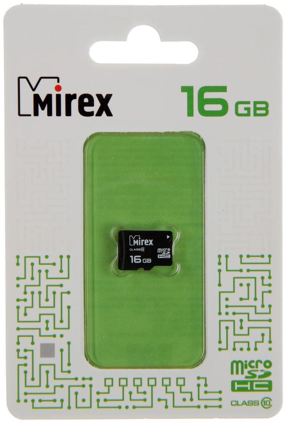 Карта памяти Mirex microSD, 16 Гб, SDHC, класс 10