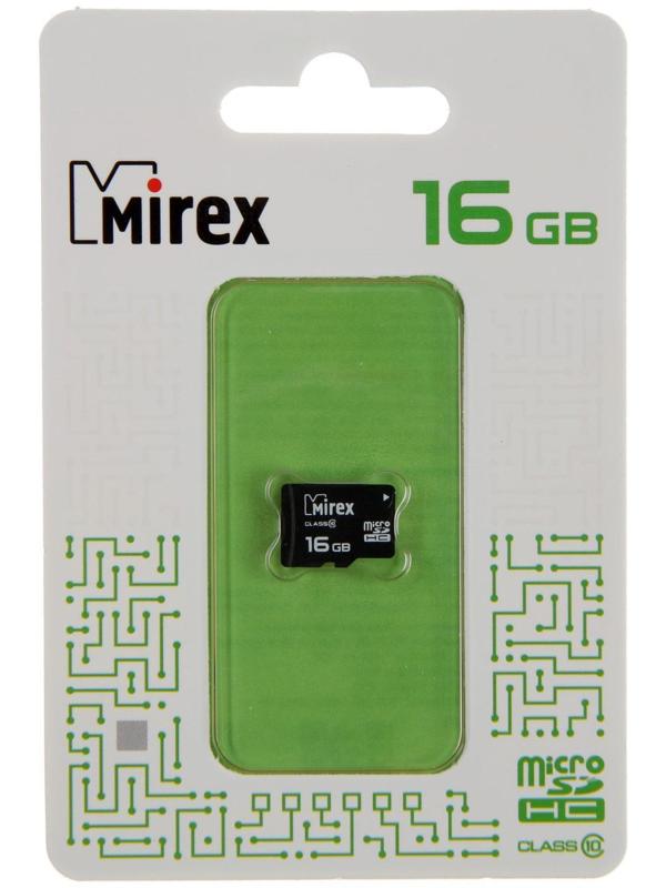Карта памяти Mirex microSD, 16 Гб, SDHC, класс 10