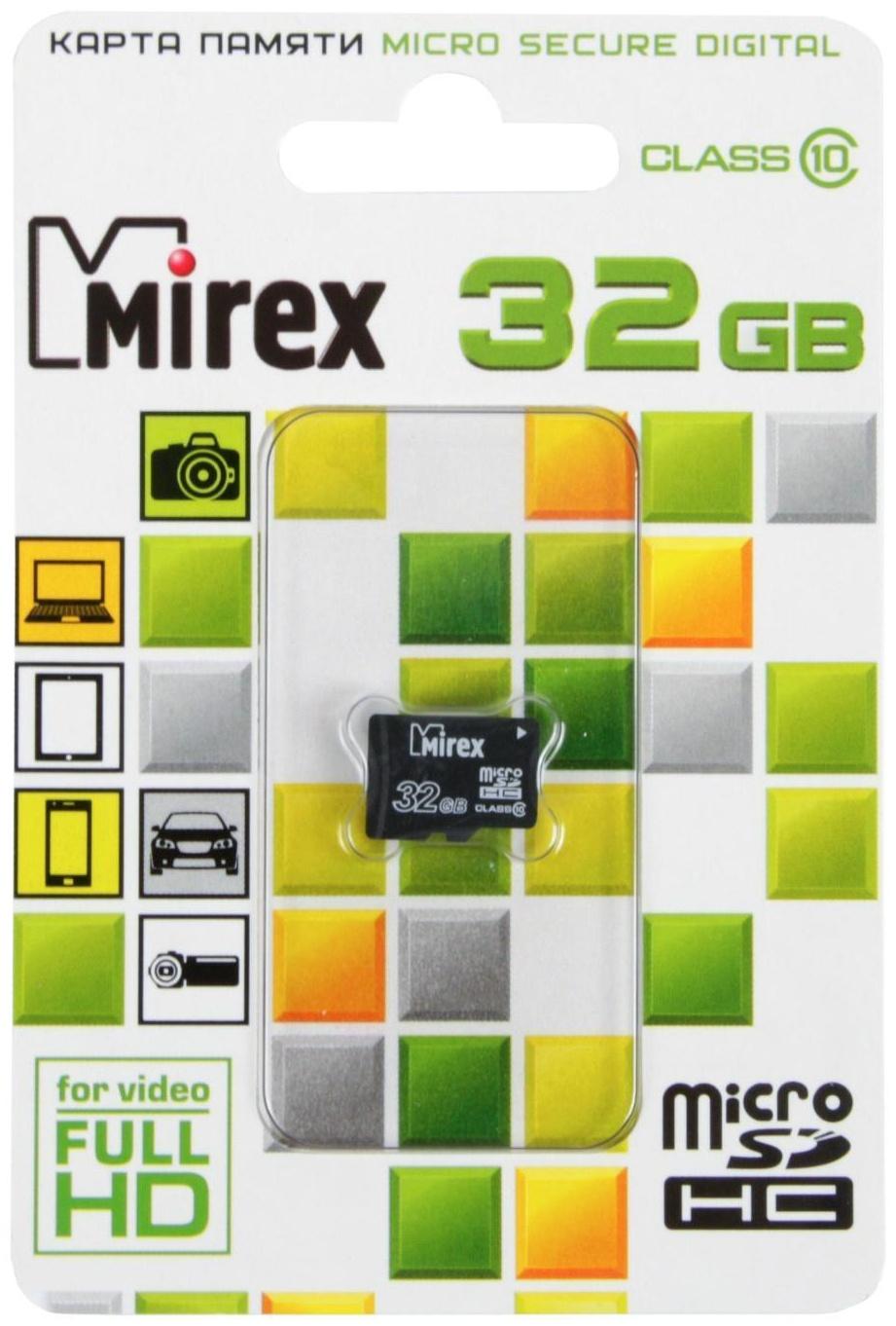Карта памяти Mirex microSD, 32 Гб, SDHC, класс 10