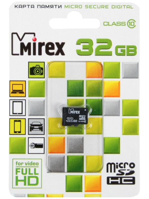 Карта памяти Mirex microSD, 32 Гб, SDHC, класс 10
