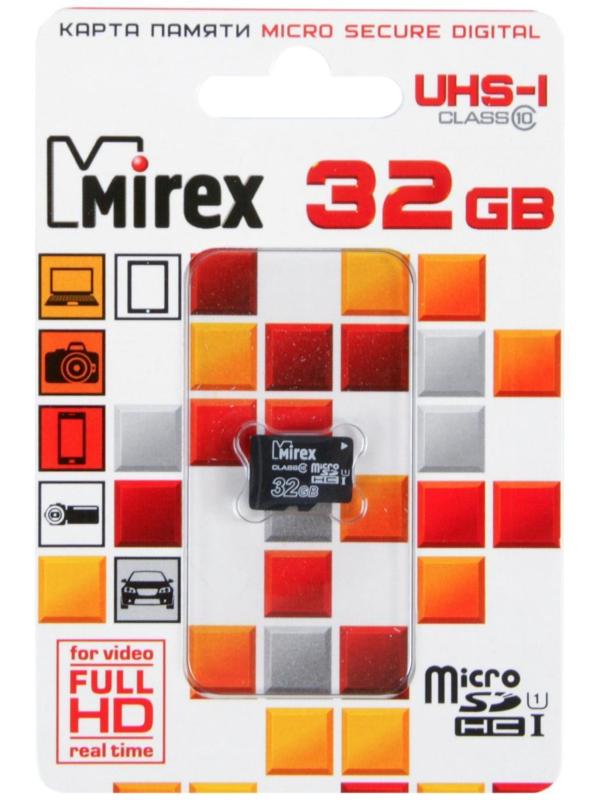 Карта памяти Mirex microSD, 32 Гб, SDHC, UHS-I, класс 10