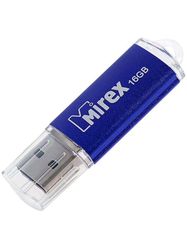 Флешка Mirex UNIT AQUA, 16 Гб, USB2.0, чт до 25 Мб/с, зап до 15 Мб/с, синяя