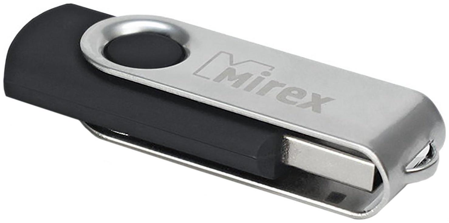 Флешка Mirex SWIVEL BLACK, 16 Гб, USB2.0, чт до 25 Мб/с, зап до 15 Мб/с, черная