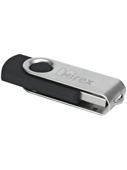 Флешка Mirex SWIVEL BLACK, 16 Гб, USB2.0, чт до 25 Мб/с, зап до 15 Мб/с, черная